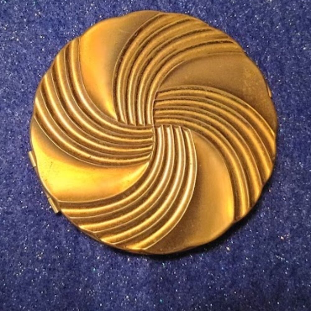 Max Factor Vintage Golden Metal Swirl Compact